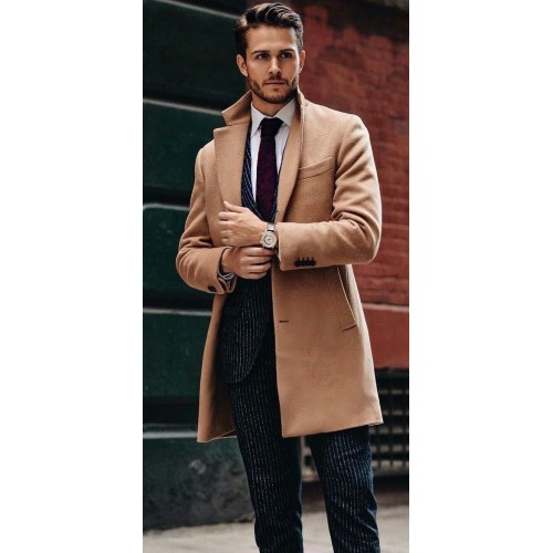 Khaki Long Trench Coat For Men Classic Jacket Overcoat HF 1503-01-02 Khaki Long Trench Coat For Men Classic Jacket Overcoat HF 1503-01-02