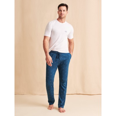 Faherty x Roller Rabbit Men's Simon PJ Pant - Teal Mini Wave