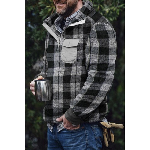 Men's winter autumn plaid double-sided plush Pullover